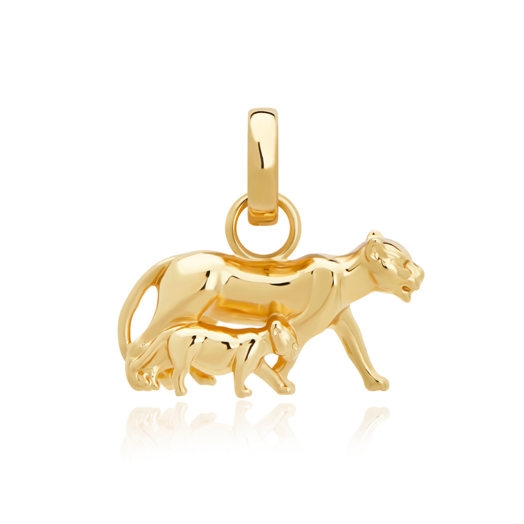 Mini lioness and cub charm symbolising strength and motherhood by Rani and Co