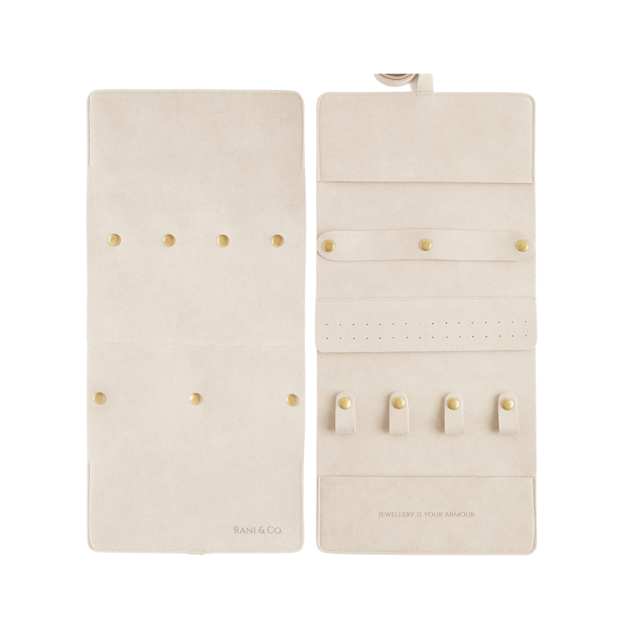 Compact jewellery travel organiser with soft microfibre interior by Rani and Co womens jewellery