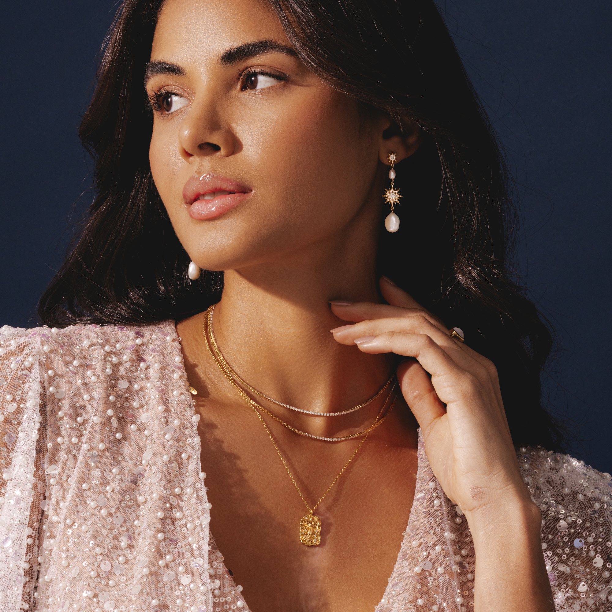 Goddess Asteria gold jewellery pendant in 18k plated finish by Rani and Co womens jewellery