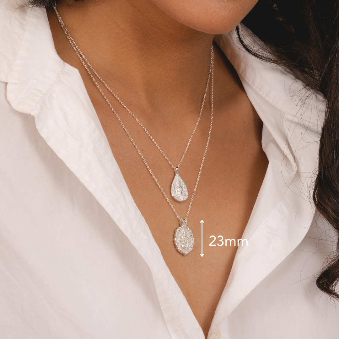 Silver Hindu goddess Saraswati necklace for women by Rani and Co jewellery