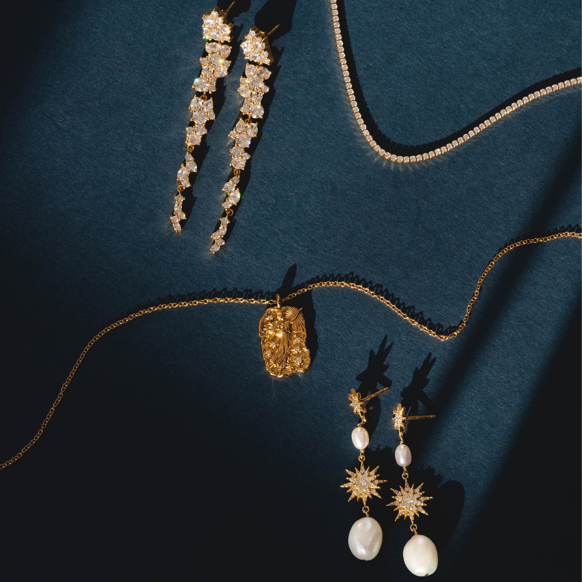 Elegant gold necklace for women with Greek goddess Asteria pendant by Rani and Co