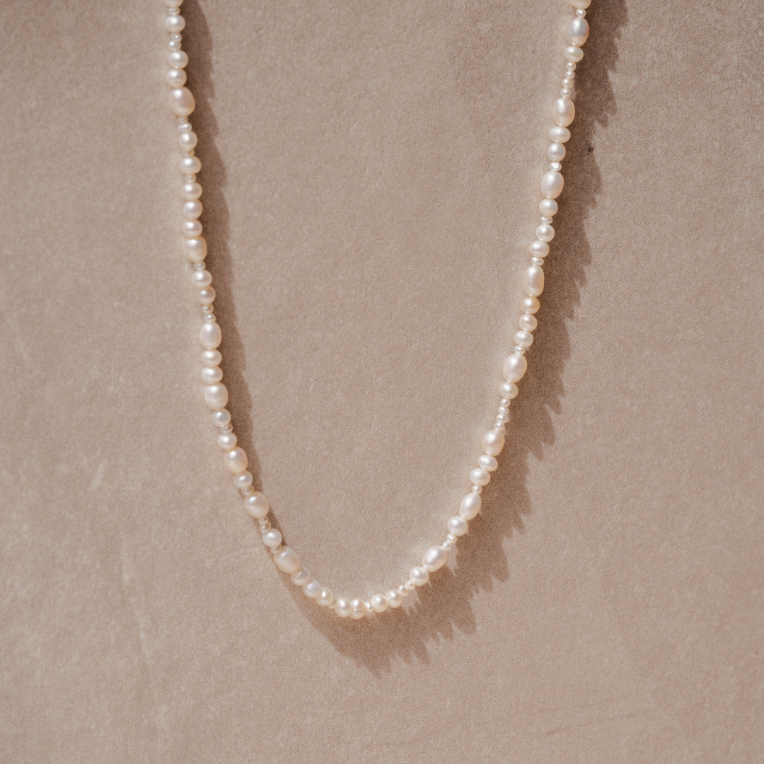 Classic pearl necklace with layered design and hypoallergenic finish by Rani and Co