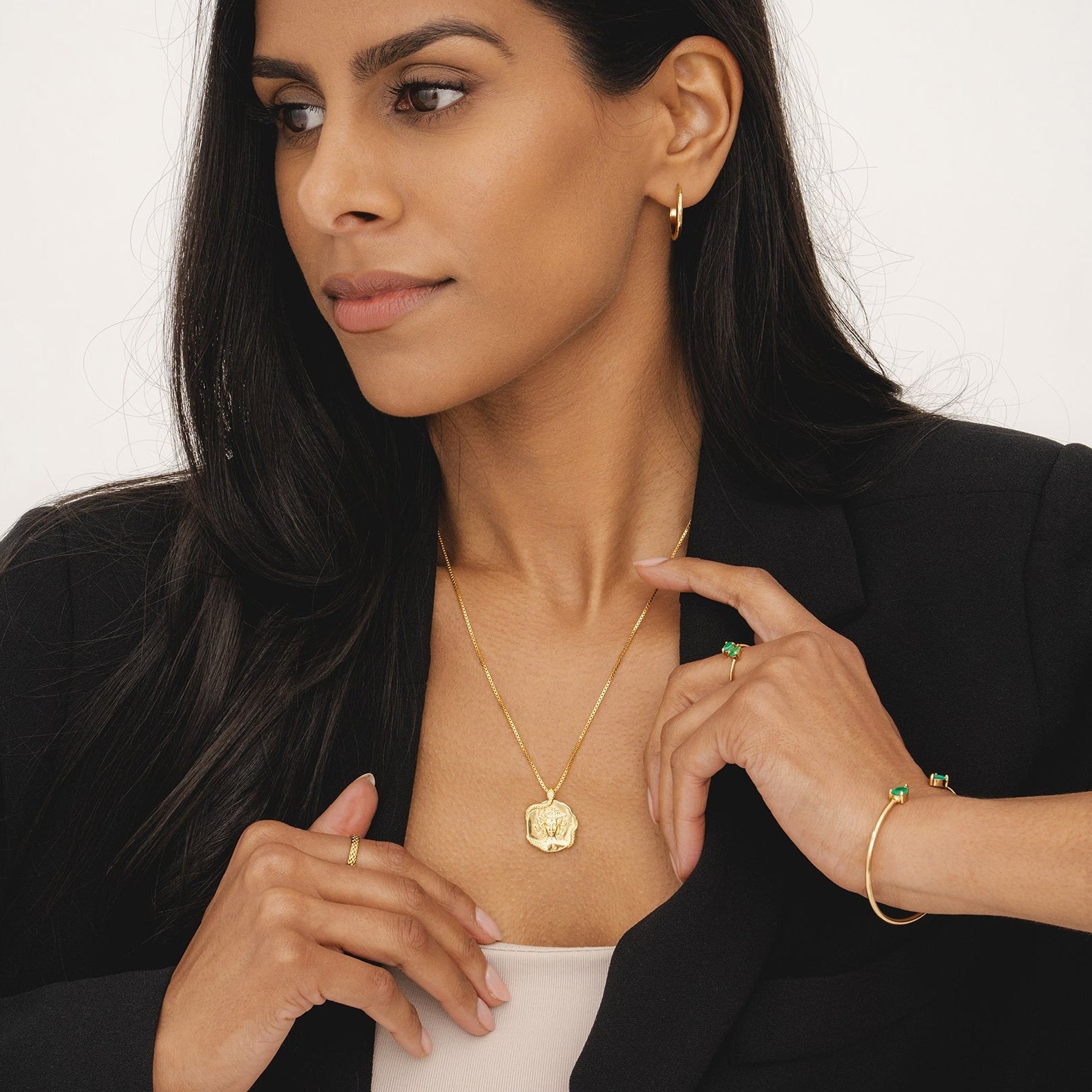 Womens jewellery by Rani and Co with a Medusa necklace in 18k gold plated finish inspired by Greek mythology