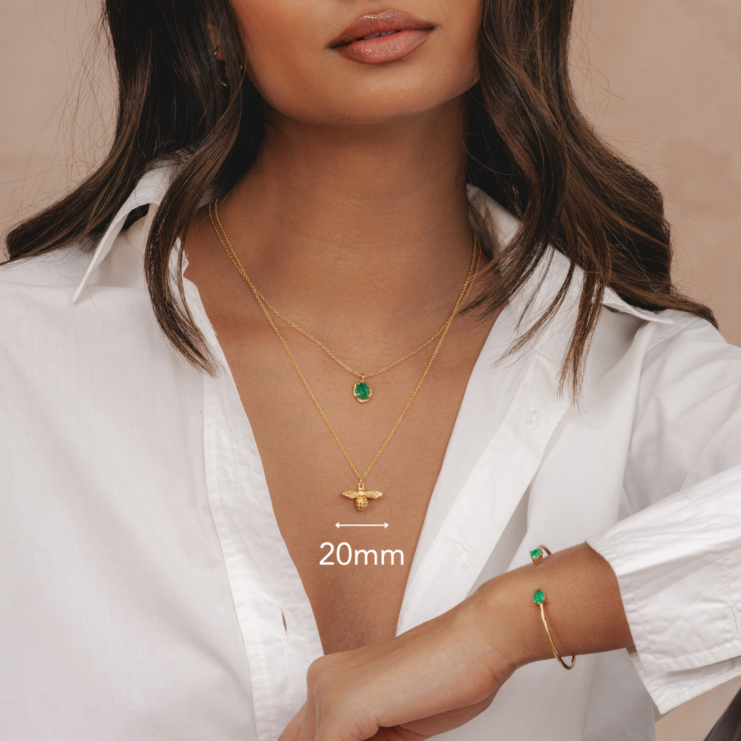 Dainty gold necklace with bumblebee pendant – 18k gold plated hypoallergenic necklace by Rani and Co