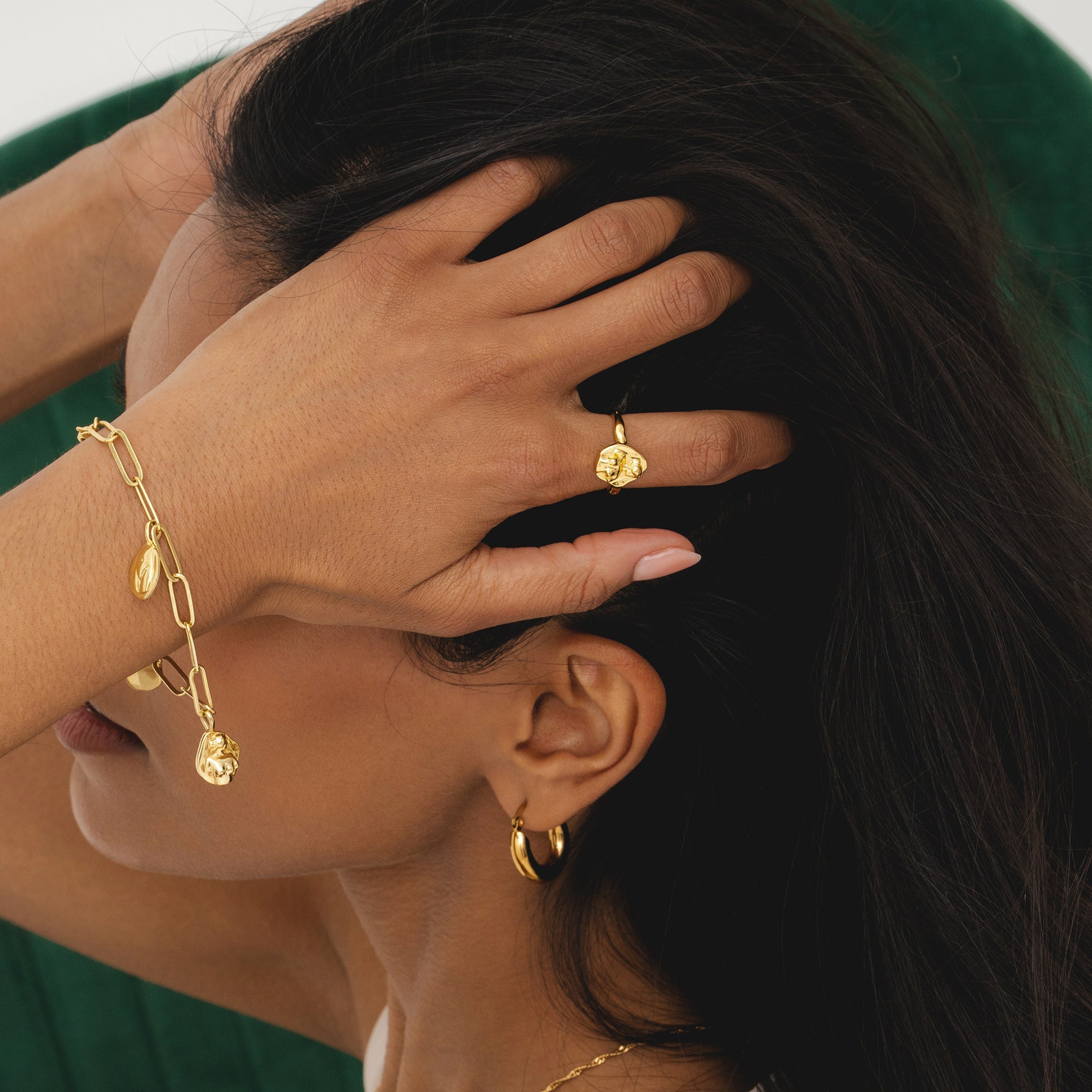 Elegant 18k plated gold Goddess Aphrodite Ring by Rani and Co womens jewellery