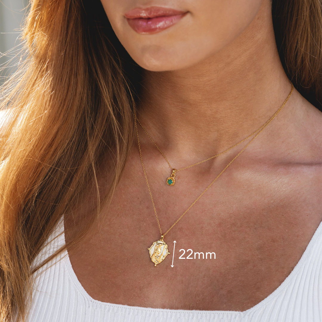 Gold necklace featuring the goddess Athena on an elegant 18k plated chain by Rani and Co womens jewellery