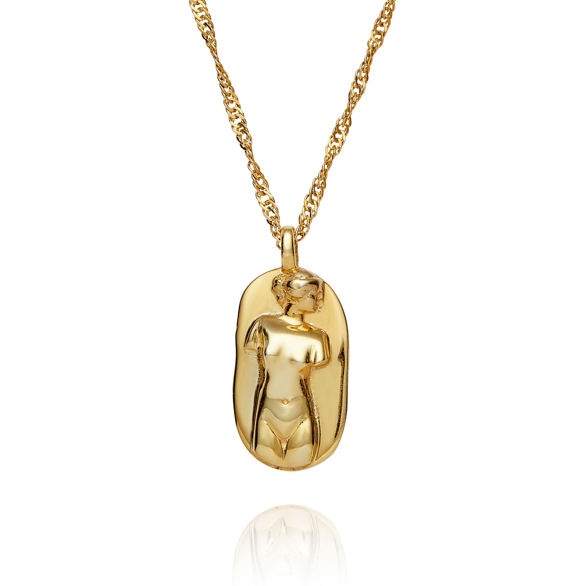 Aphrodite Greek goddess gold necklace women – hypoallergenic 18k gold plated pendant by Rani and Co