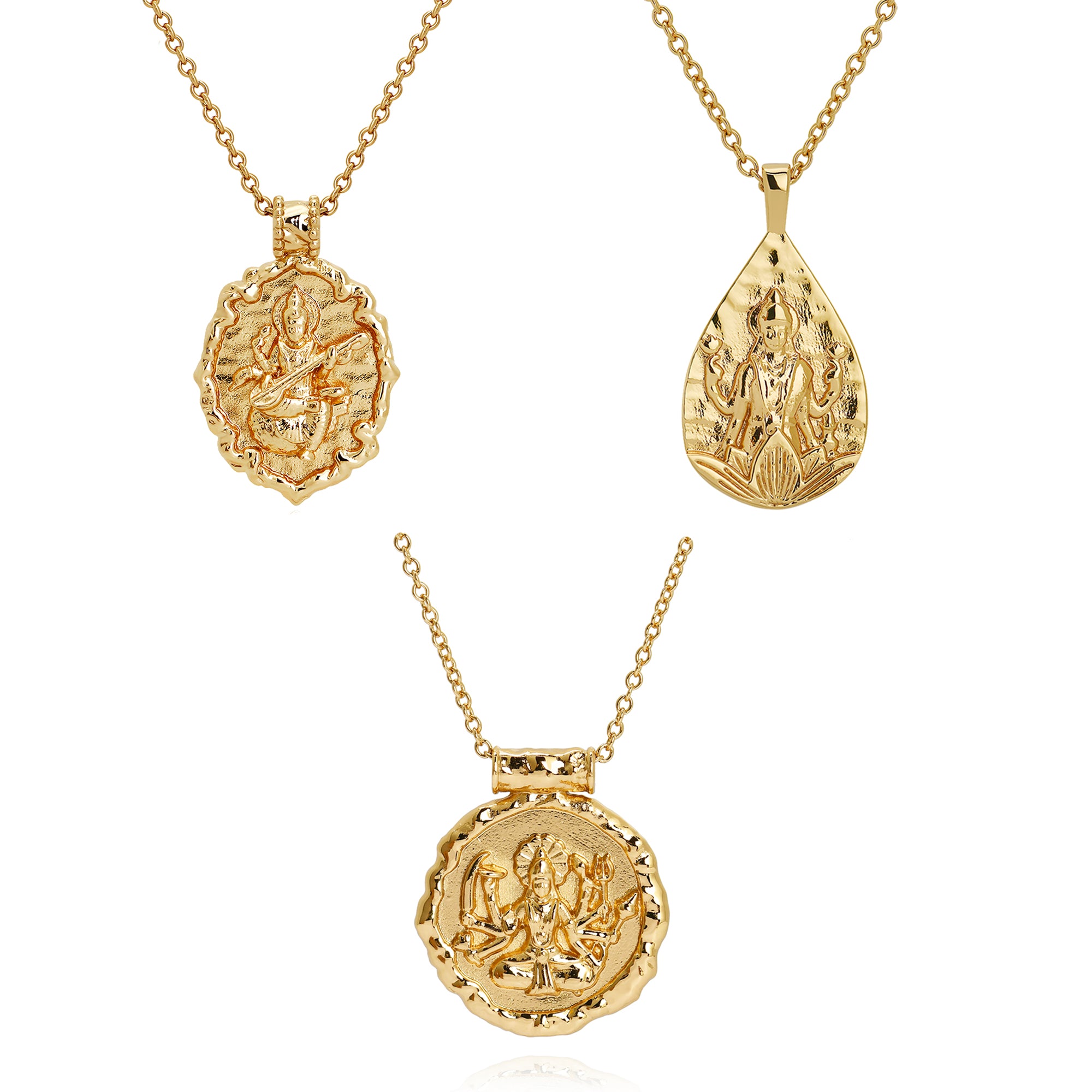 Goddess Durga, Lakshmi & Saraswati Necklace Set