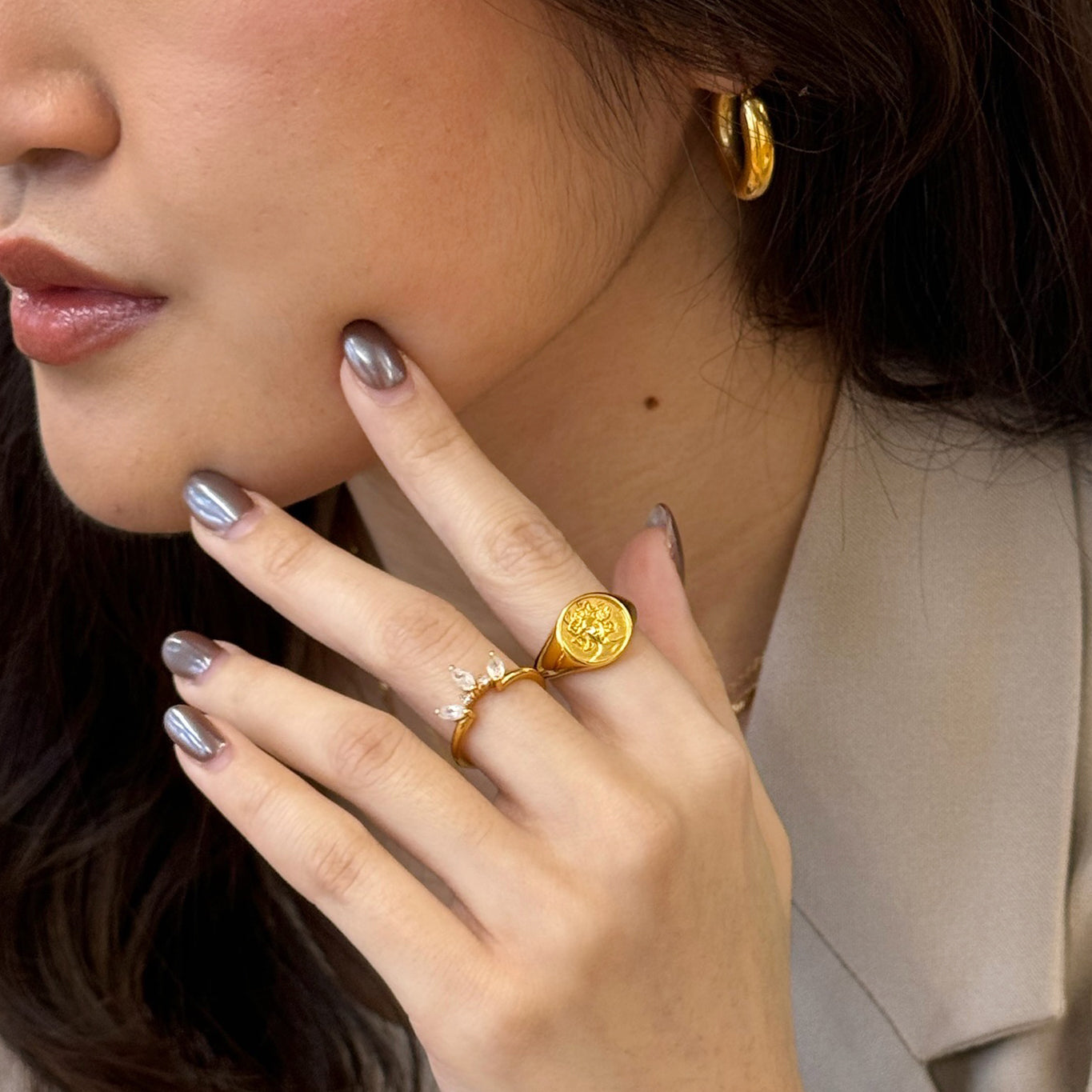 Medusa ring in 18k plated gold by Rani and Co womens jewellery collection