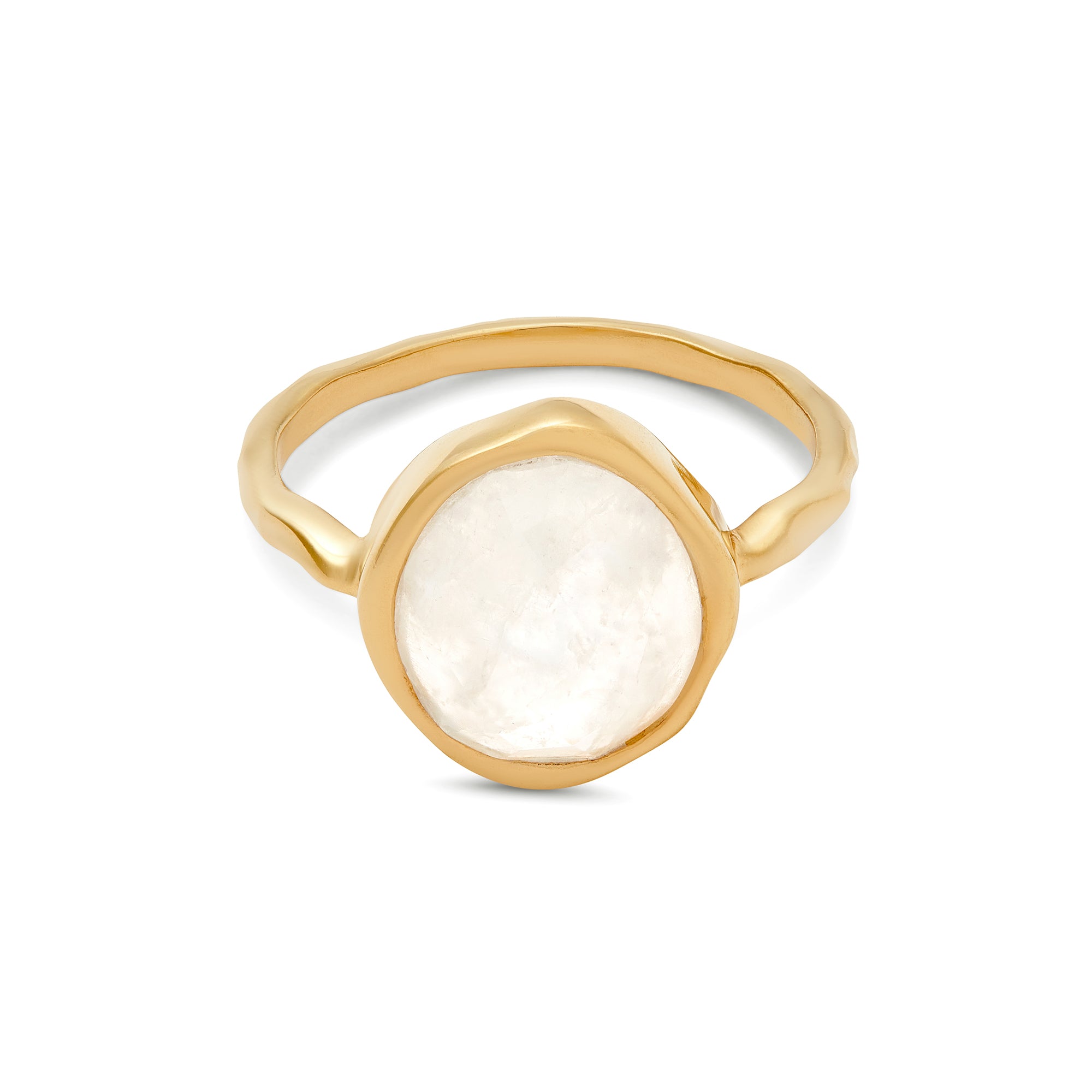 Irregular moonstone ring with 18k plated gold band – moonstone jewellery for women by Rani and Co