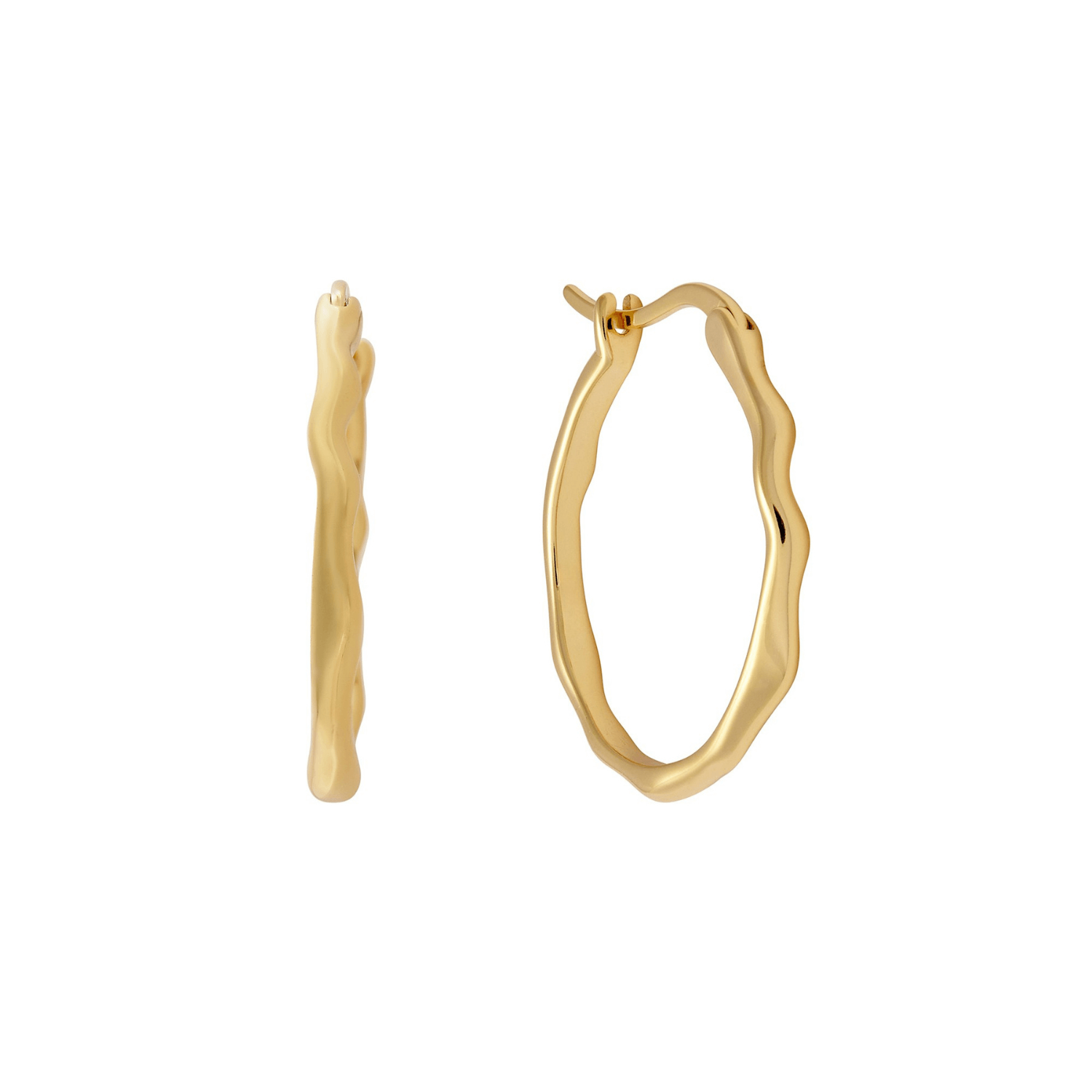 18k gold plated irregular hoop earrings womens gold jewellery by Rani and Co