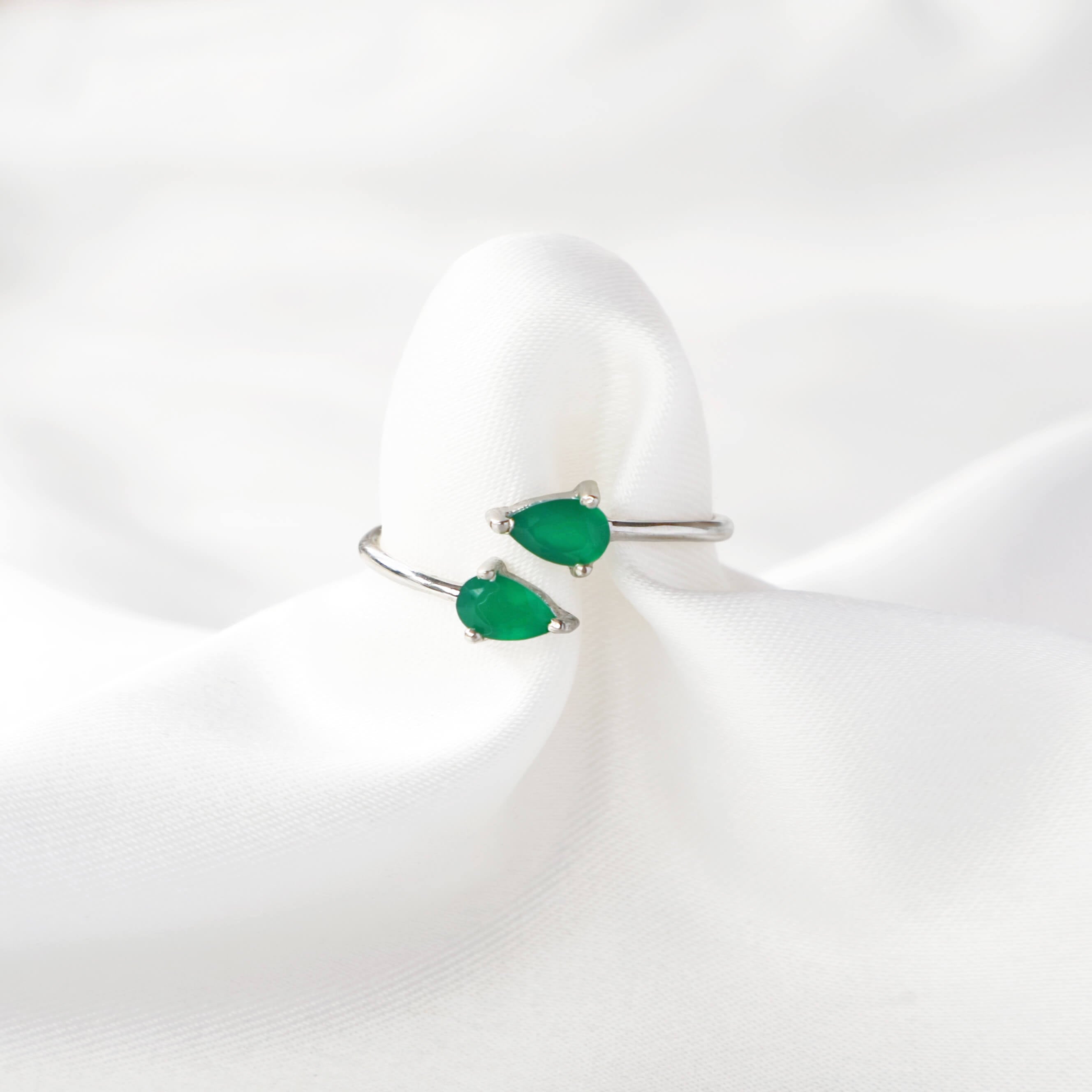 Green onyx silver ring – adjustable gemstone jewellery piece for womens jewellery collection by Rani and Co