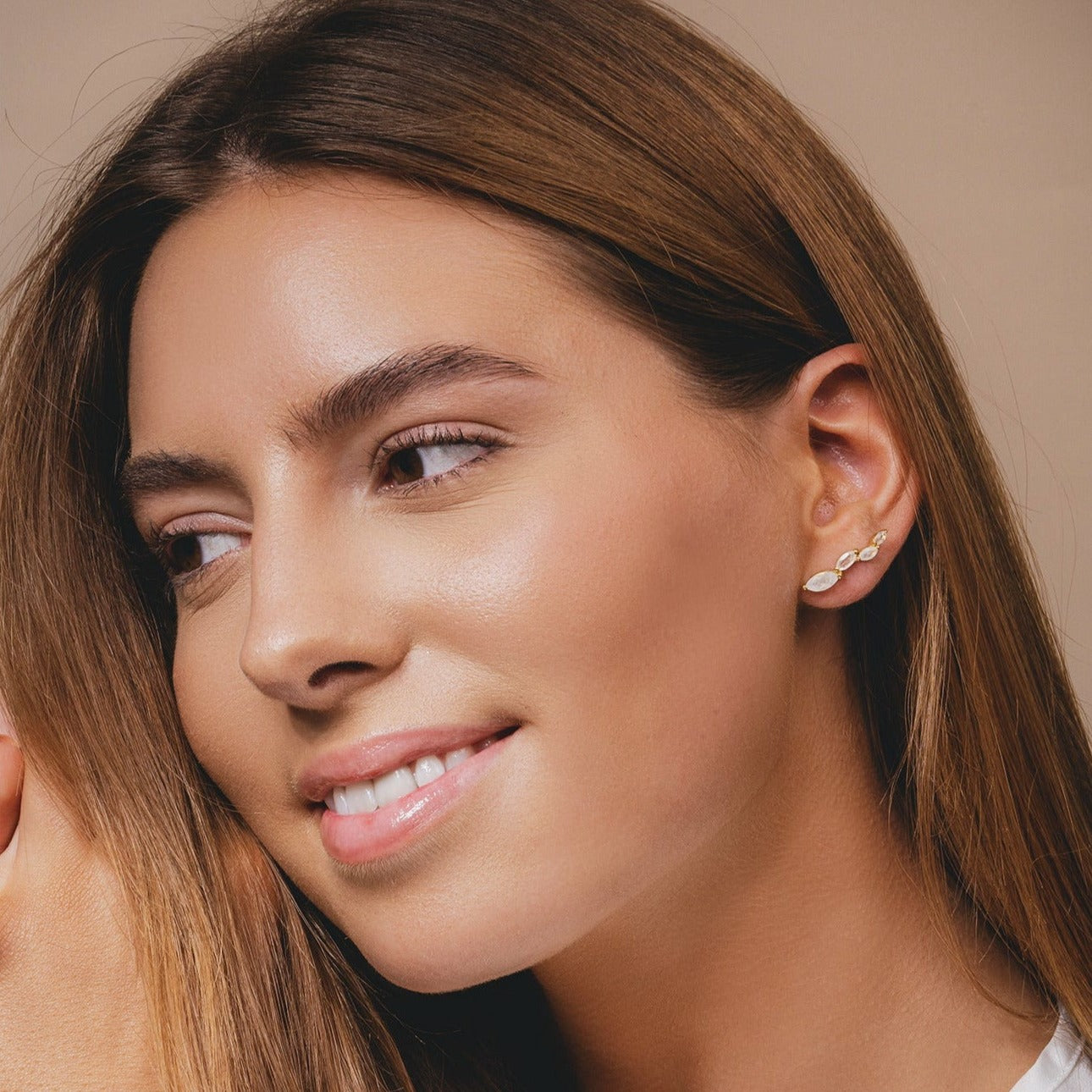 Moonstone Climber Earrings