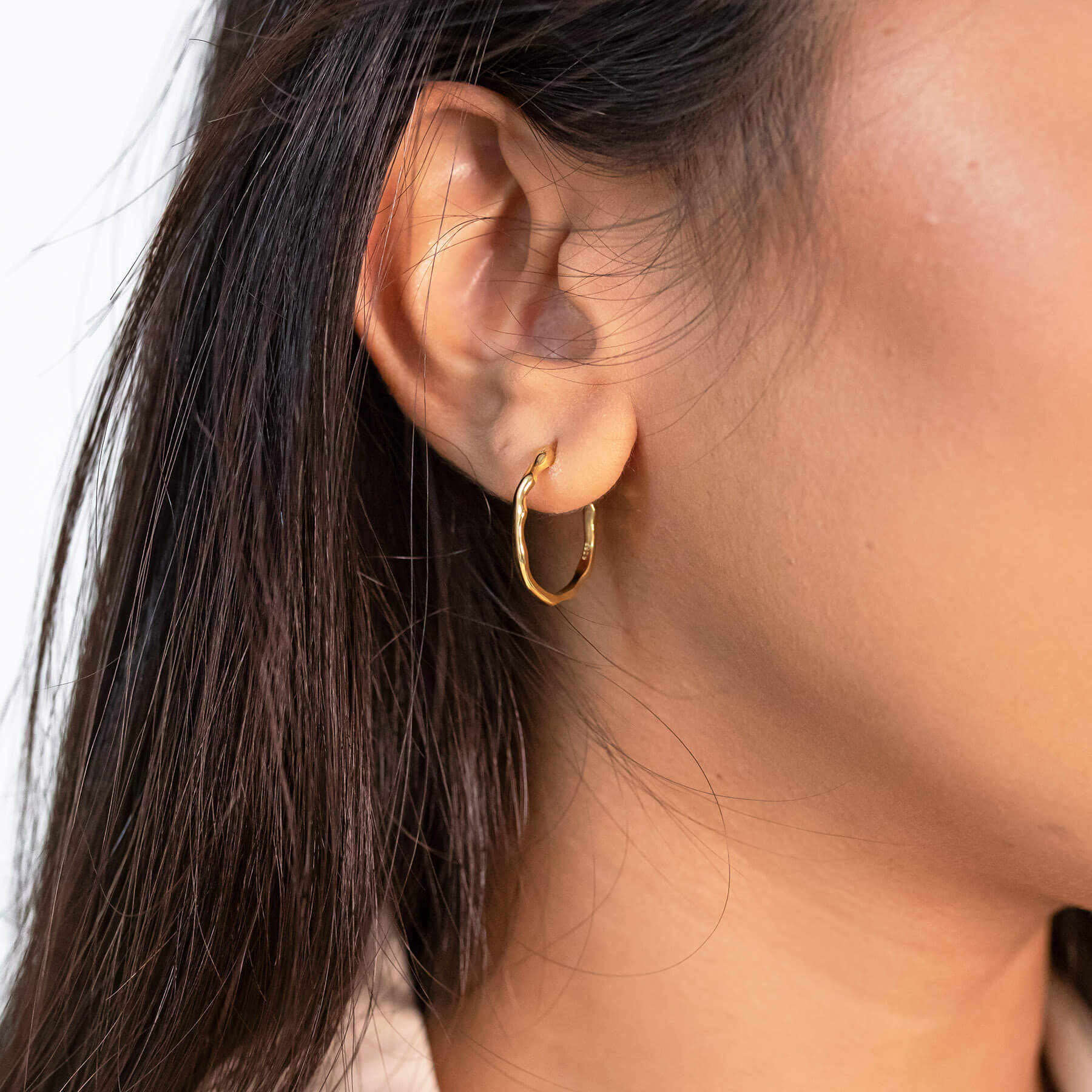 18k gold plated hoop earrings minimalist gold jewellery by Rani and Co