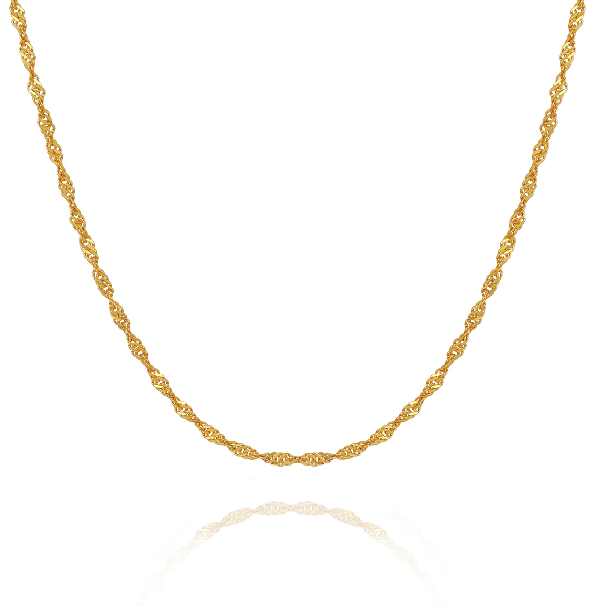 Gold twist chain necklace that is water resistant and perfect for everyday womens jewellery by Rani and Co