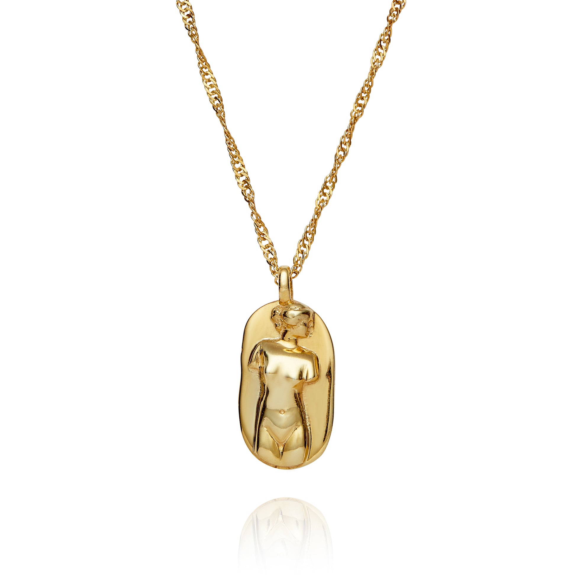 Aphrodite Greek goddess gold necklace women – hypoallergenic 18k gold plated pendant by Rani and Co