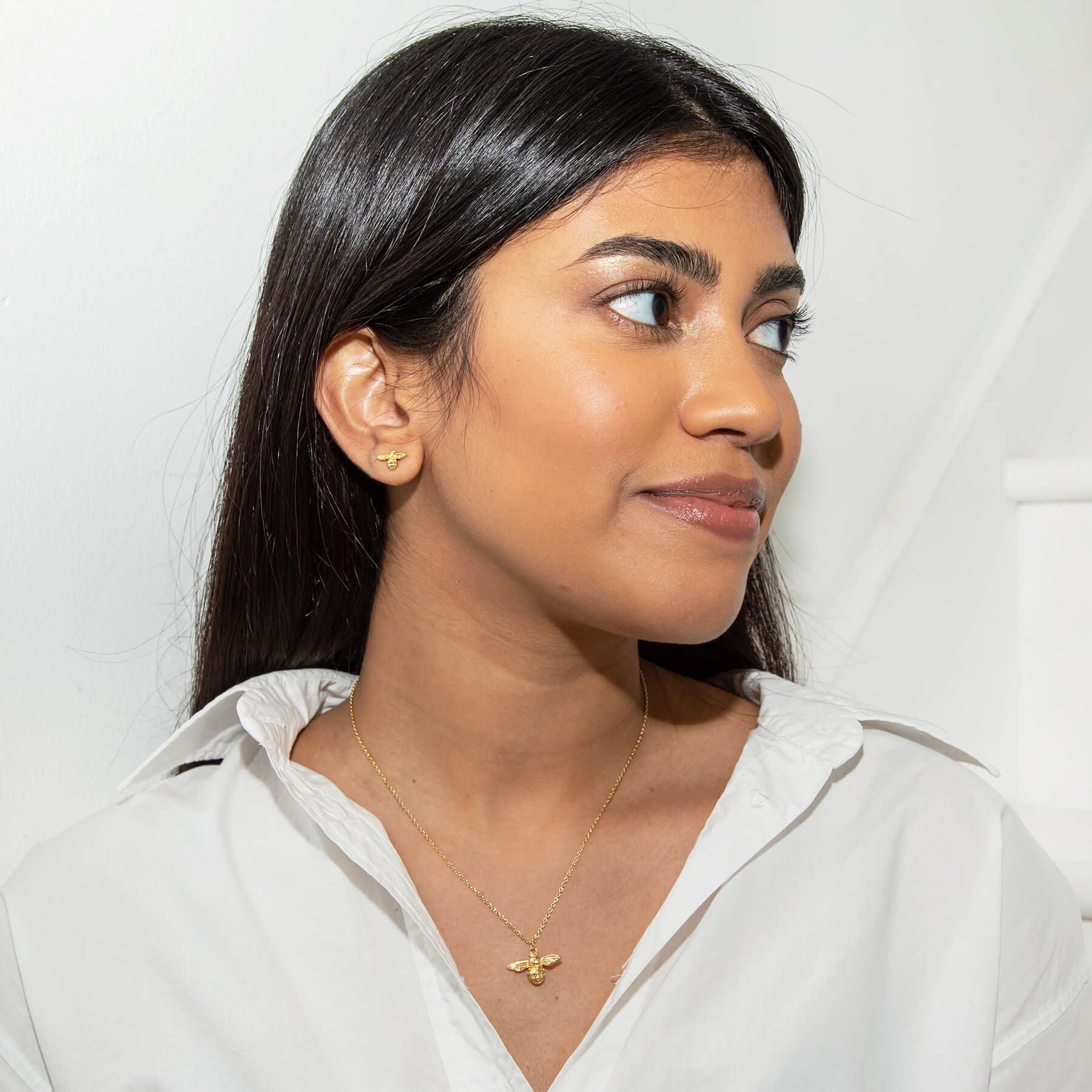 Gold necklace women featuring intricate bumblebee design – dainty 18k gold plated jewellery by Rani and Co