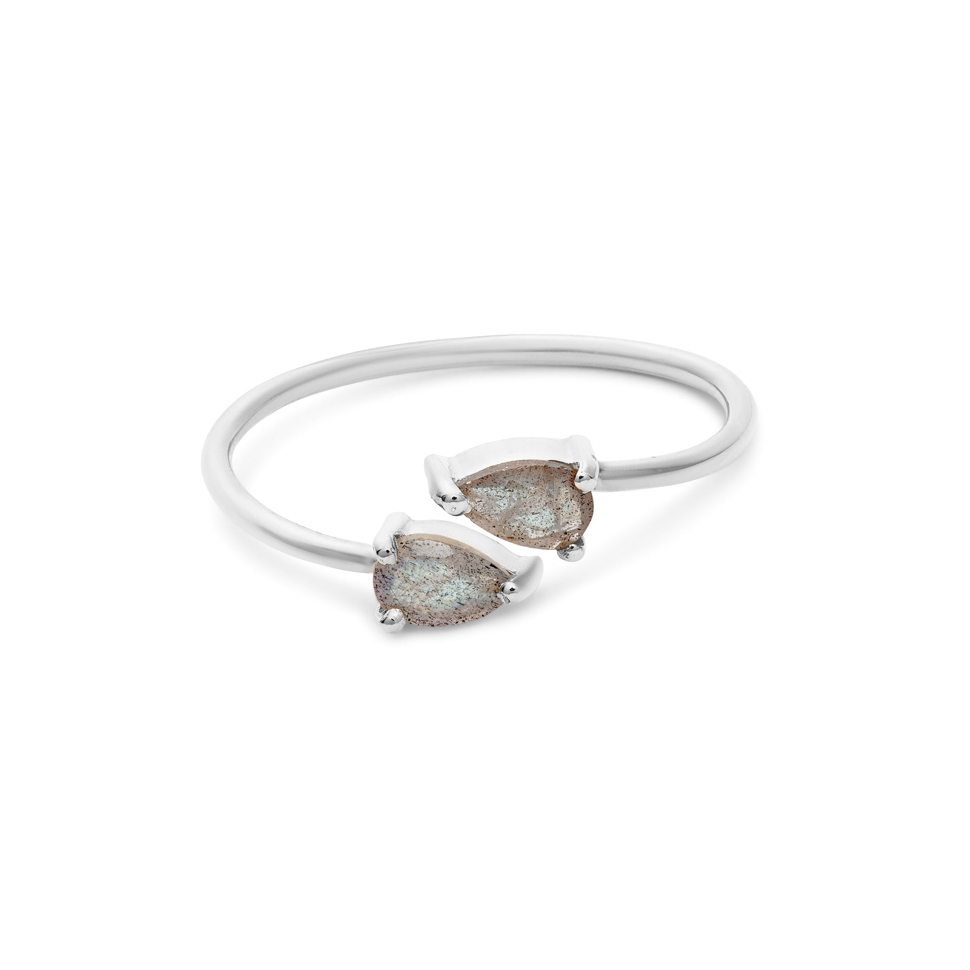 Adjustable silver ring with labradorite gemstone – silver jewellery for women by Rani and Co