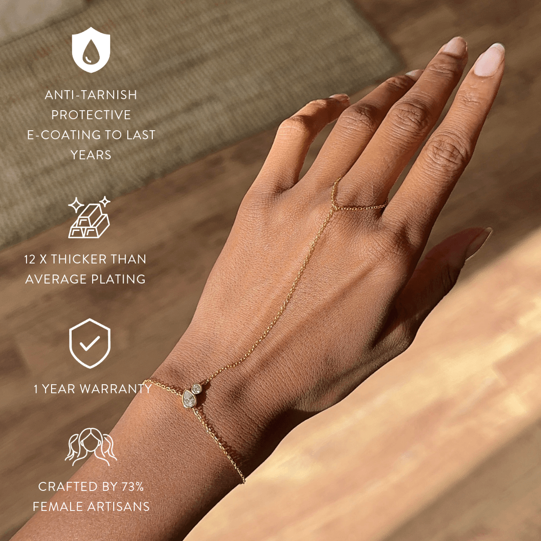 Diya Teardrop Crystal Hand Chain
