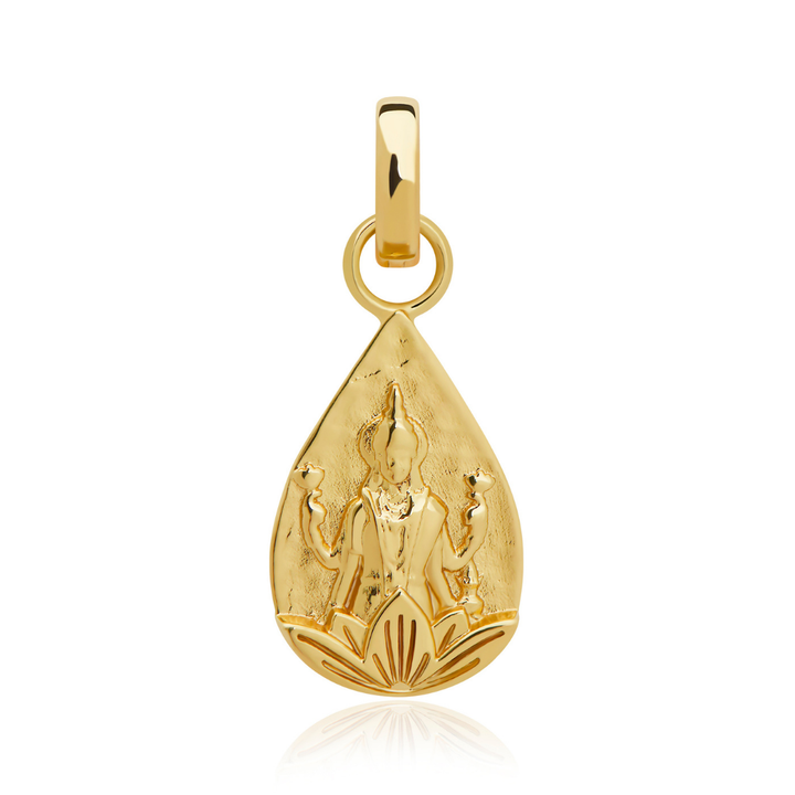 Mini goddess Lakshmi charm in 18k gold plating for charm bracelets by Rani and Co womens jewellery 
