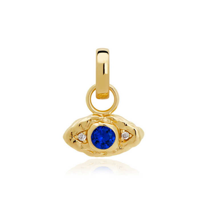 Gold evil eye charm for womens jewellery and meaningful charm jewellery in 18k gold plating by Rani and Co