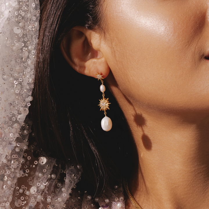 Pearl Star Earrings