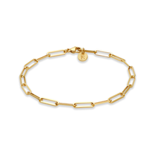 Elegant gold chain bracelet with a modern link design designed for charm bracelet by Rani and Co womens jewellery