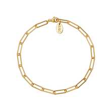 Elegant gold chain bracelet with a modern link design designed for charm bracelet by Rani and Co womens jewellery