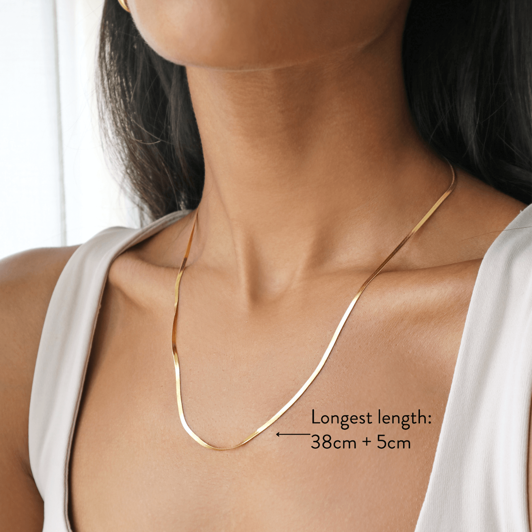 Waterproof snake chain necklace in 18k gold plated by Rani and Co womens jewellery