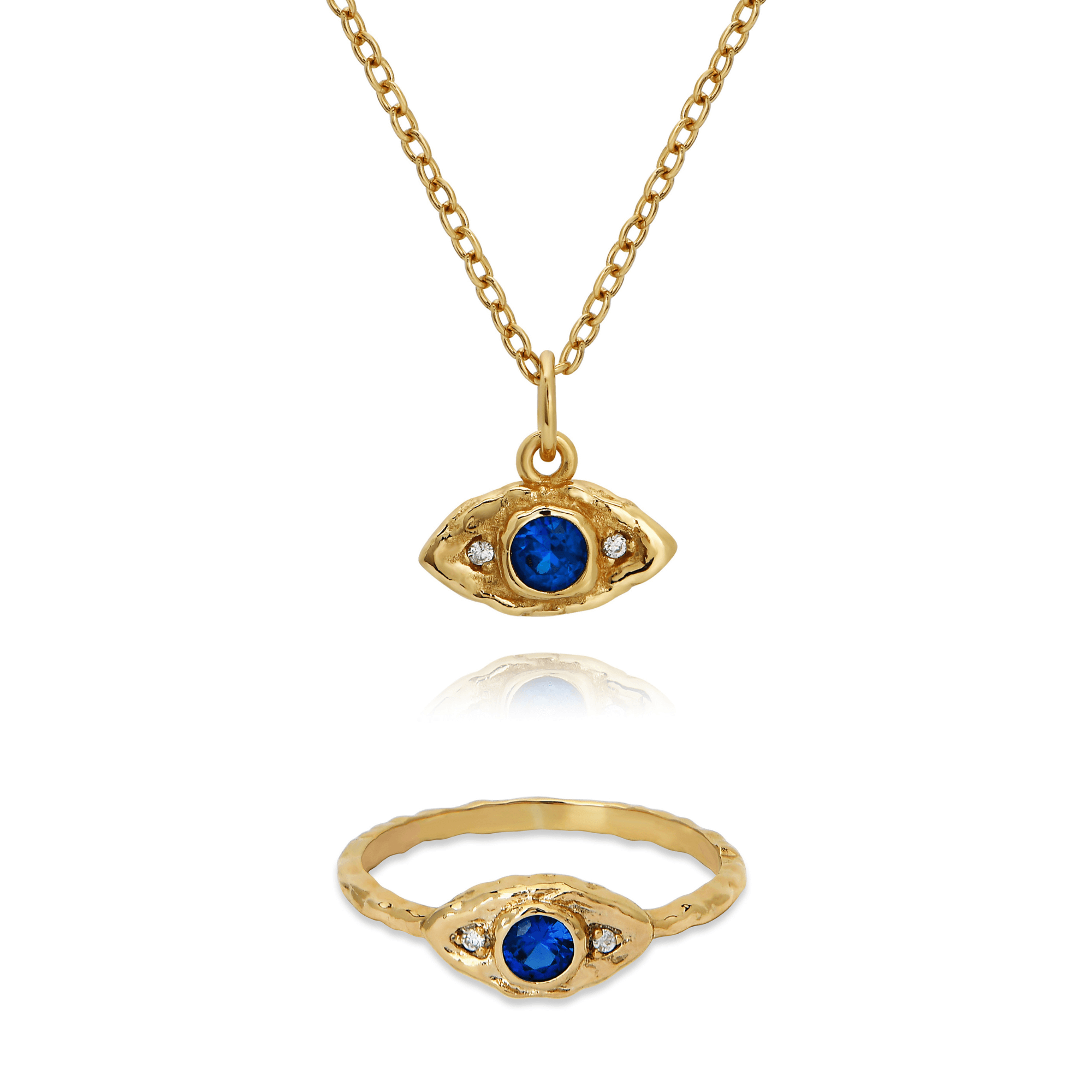 Evil eye necklace and ring gift bundle in 18k gold plated by Rani and Co womens jewellery