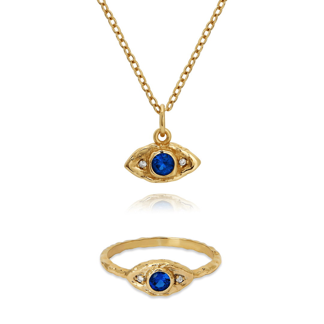 Evil eye necklace and ring gift bundle in 18k gold plated by Rani and Co womens jewellery