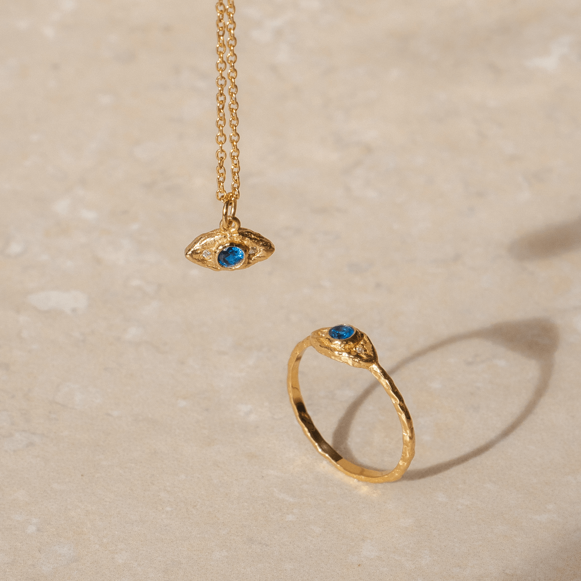 Evil eye necklace and ring gift bundle in 18k gold plated by Rani and Co womens jewellery