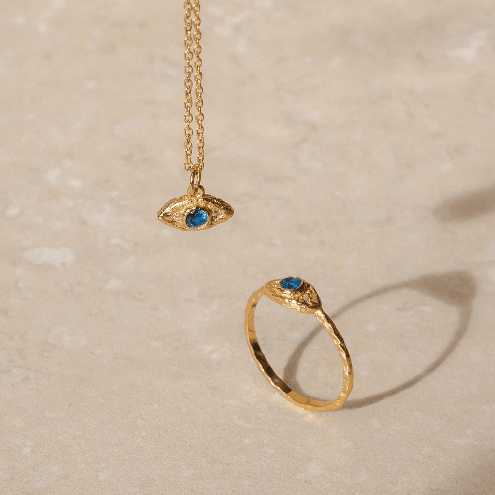 Evil eye necklace and ring gift bundle in 18k gold plated by Rani and Co womens jewellery