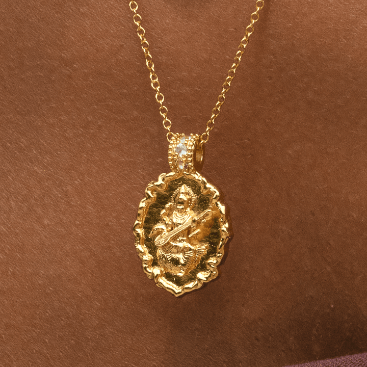 Goddess Saraswati Blue Topaz Necklace (Limited Edition)