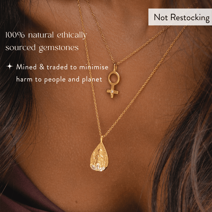 Limited Edition Goddess Lakshmi Rose Quartz Necklace with ethically sourced natural rose quartz gemstone.