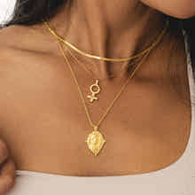 18k plated necklace with Athena pendant a powerful piece of gold jewellery by Rani and Co