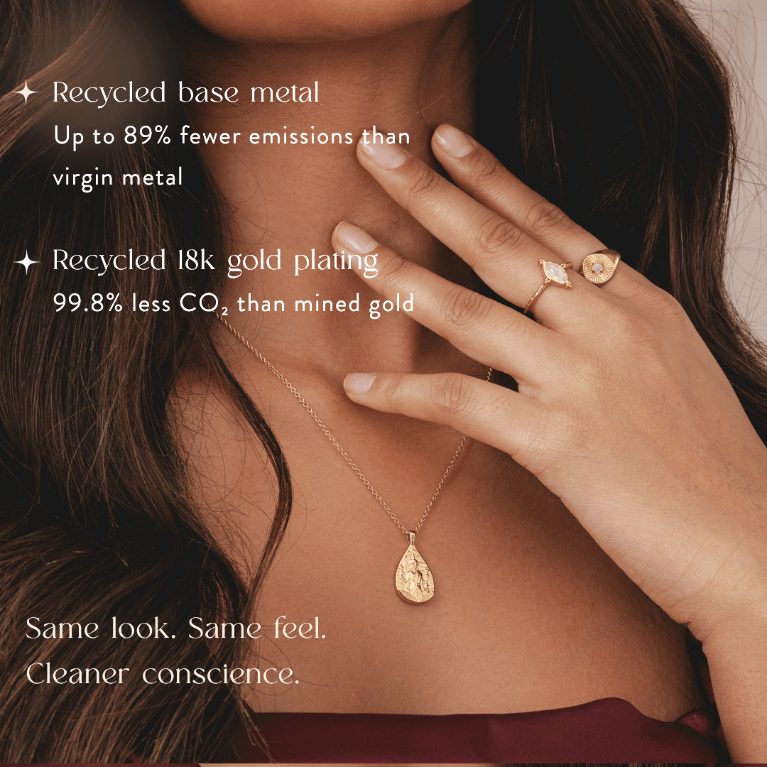 Lakshmi necklace with gold pendant featuring Hindu goddess in 18k plating by Rani and Co womens jewellery
