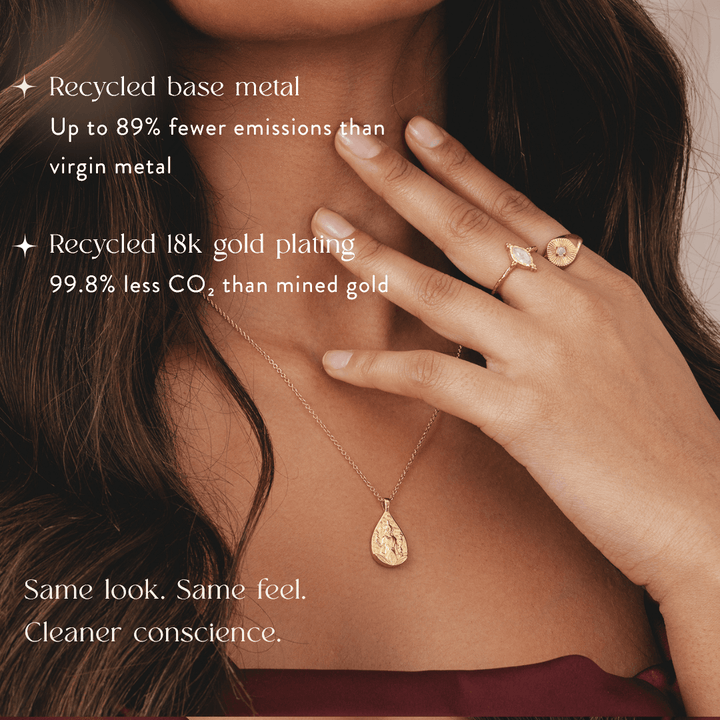 Lakshmi necklace with gold pendant featuring Hindu goddess in 18k plating by Rani and Co womens jewellery