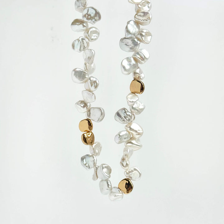 Keshi Pearl Molten Gold Necklace (Sample)