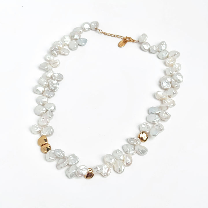 Keshi Pearl Molten Gold Necklace (Sample)