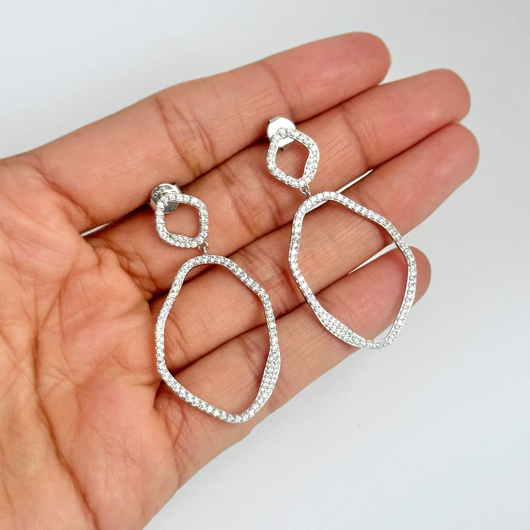 Irregular Drop Cz Earrings (Sample)