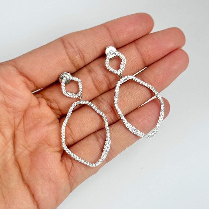 Irregular Drop Cz Earrings (Sample)