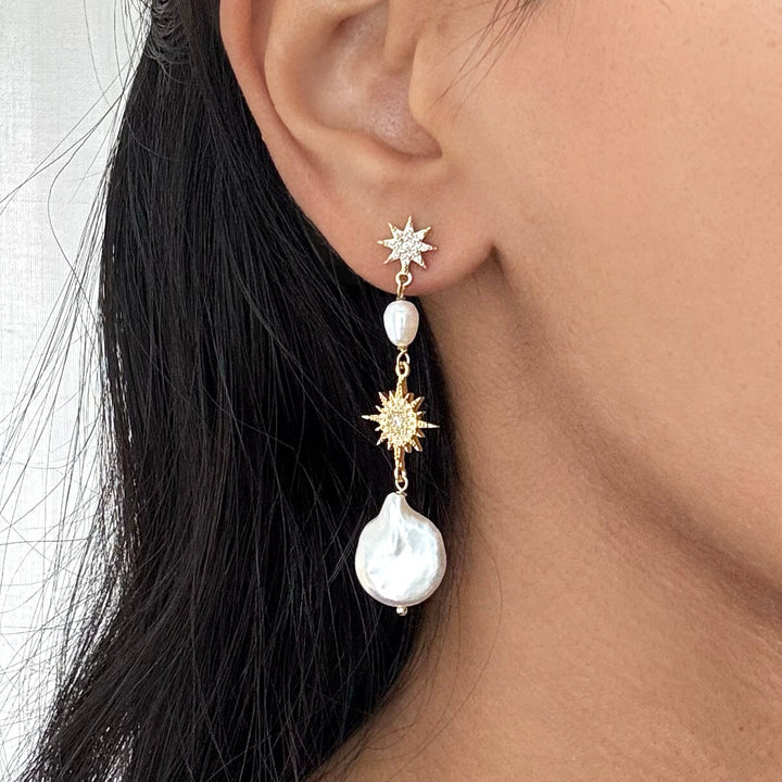 Pearl Star Earrings (Sample)