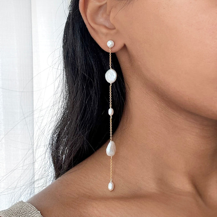 Long Pearl Drop Earrings (Sample)