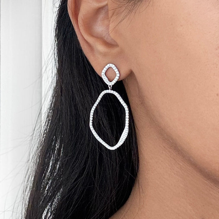 Irregular Drop Cz Earrings (Sample)