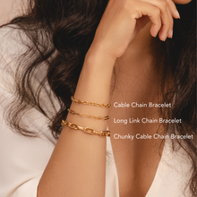 Elegant gold chain bracelet with a modern link design designed for charm bracelet by Rani and Co womens jewellery