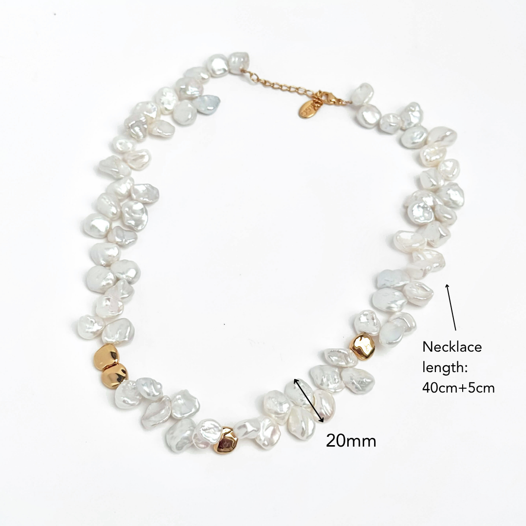 Keshi Pearl Molten Gold Necklace (Sample)