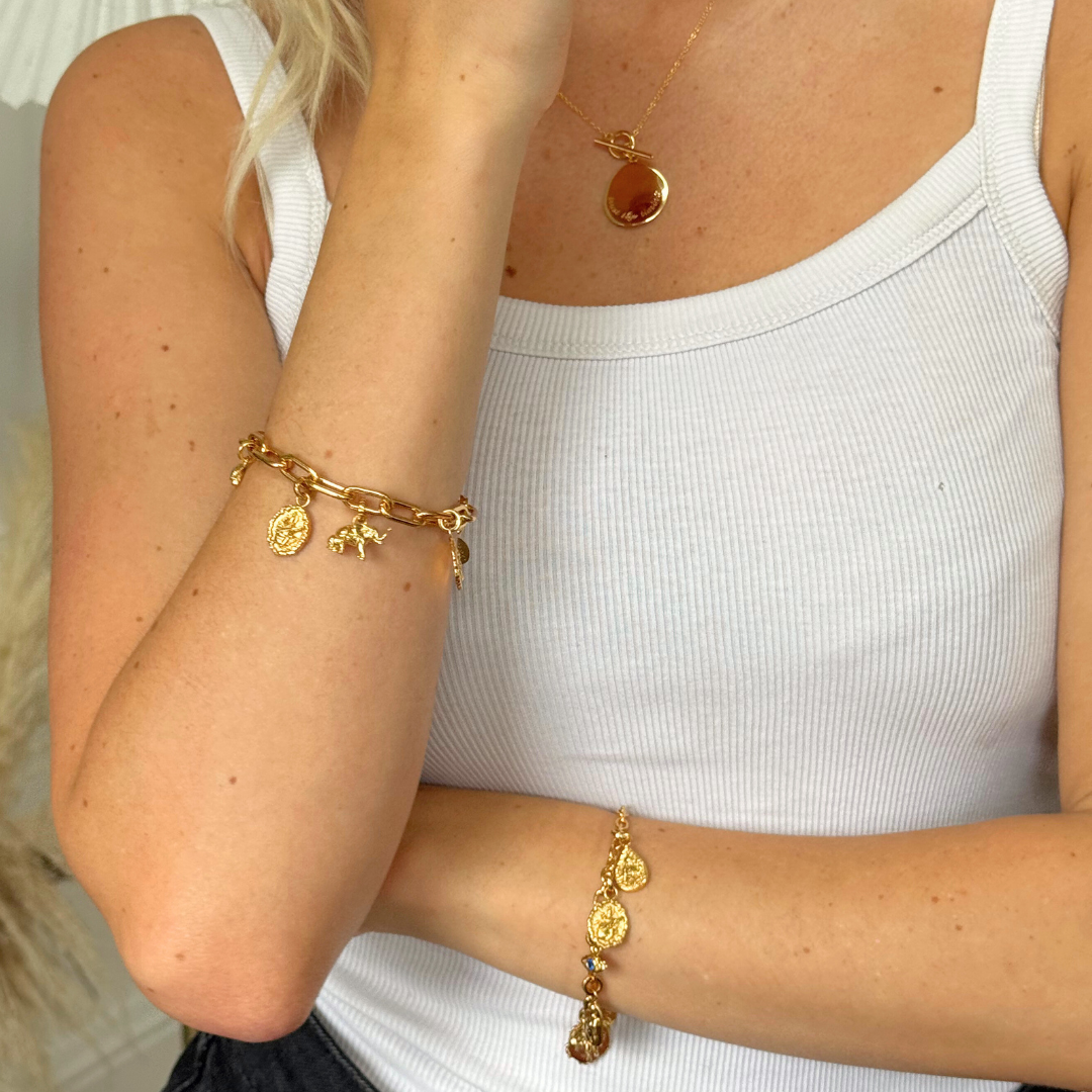 Dainty elephant charm in 18k gold plated finish for charm bracelet by Rani and Co