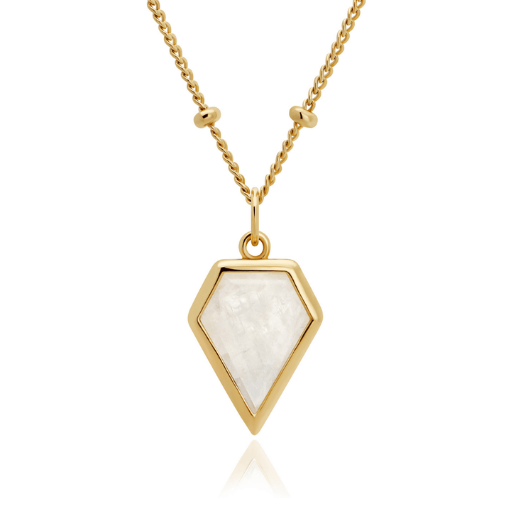 Rainbow moonstone kite shaped pendant necklace in 18k gold plated by Rani and Co womens jewellery