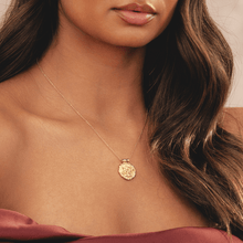 Gold pendant necklace featuring Hindu goddess Durga in 18k plated finish by Rani and Co womens jewellery